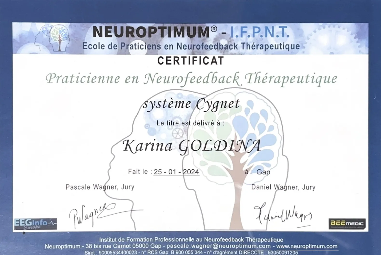 Karina Goldina - Diplôme Cygnet